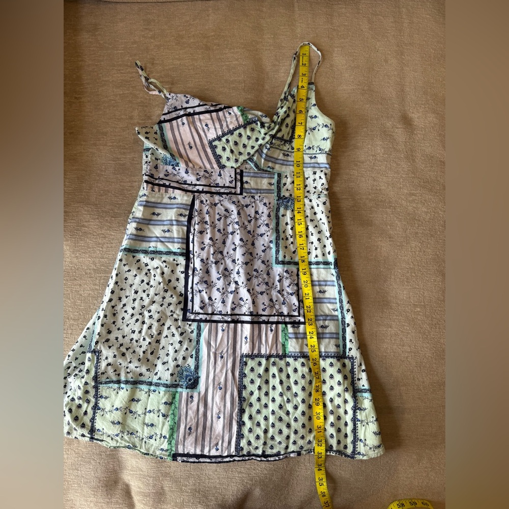 LOFT 12 Petite White and Blue Twist Patchwork Cami Mini Dress Sundress - Picture 11 of 11